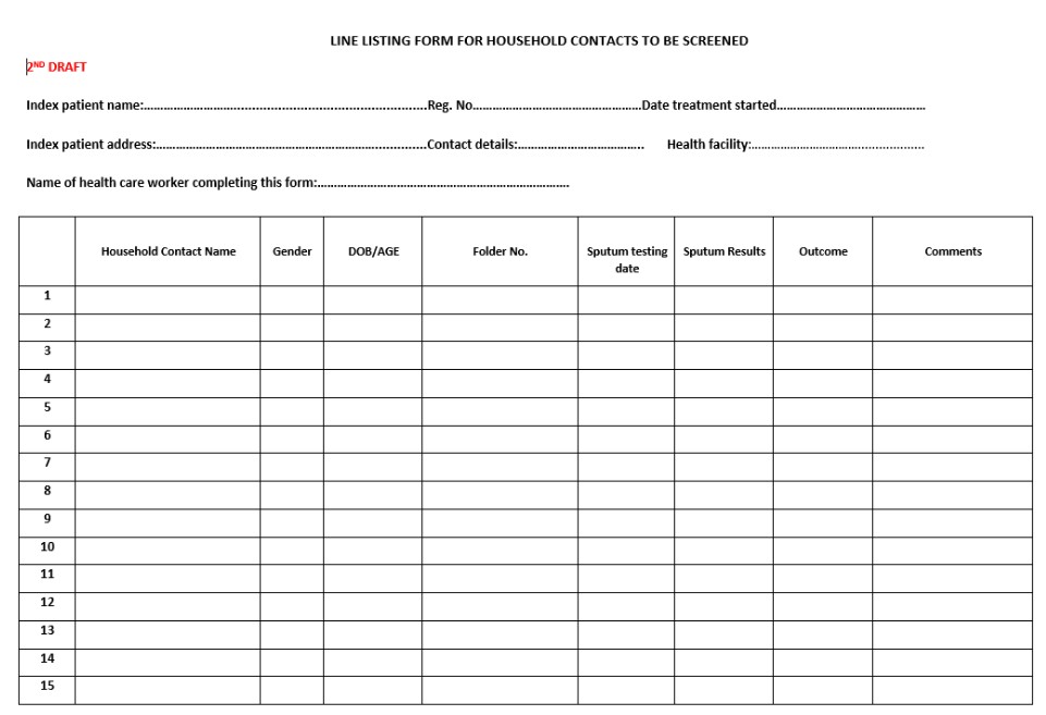 Household contacts form