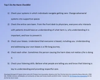 Top 5 Do No Harm Checklist Top 5 Do No Harm Checklist